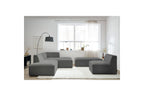 Megeve - Canapé D'Angle Fixe Modulable - Tissu Lisse Avec 1 Chauffeuse Et 1 Pouf - Angle Droit
