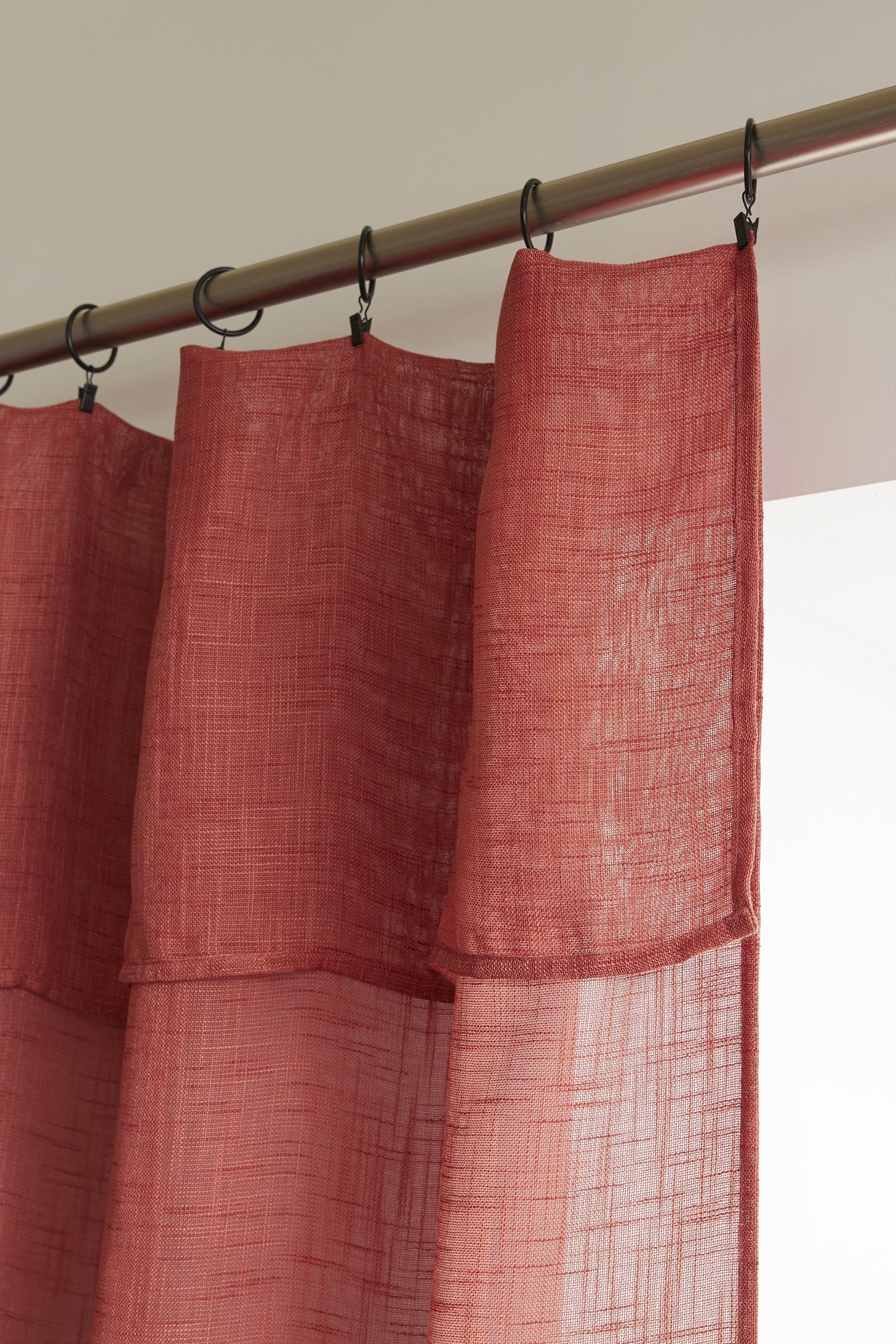 Rideau Ajustable + 8 Anneaux Pince - Nia - Terracotta