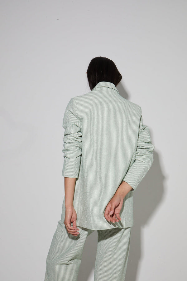 Blazer Ema, Rayures Gaufrées Vertes Fabriqué En Italie