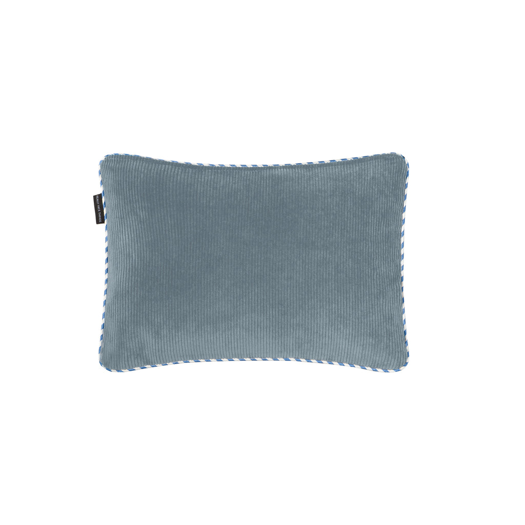 Coussin Double Face 50X35 En Velours Côtelé - Vert Et Bleu