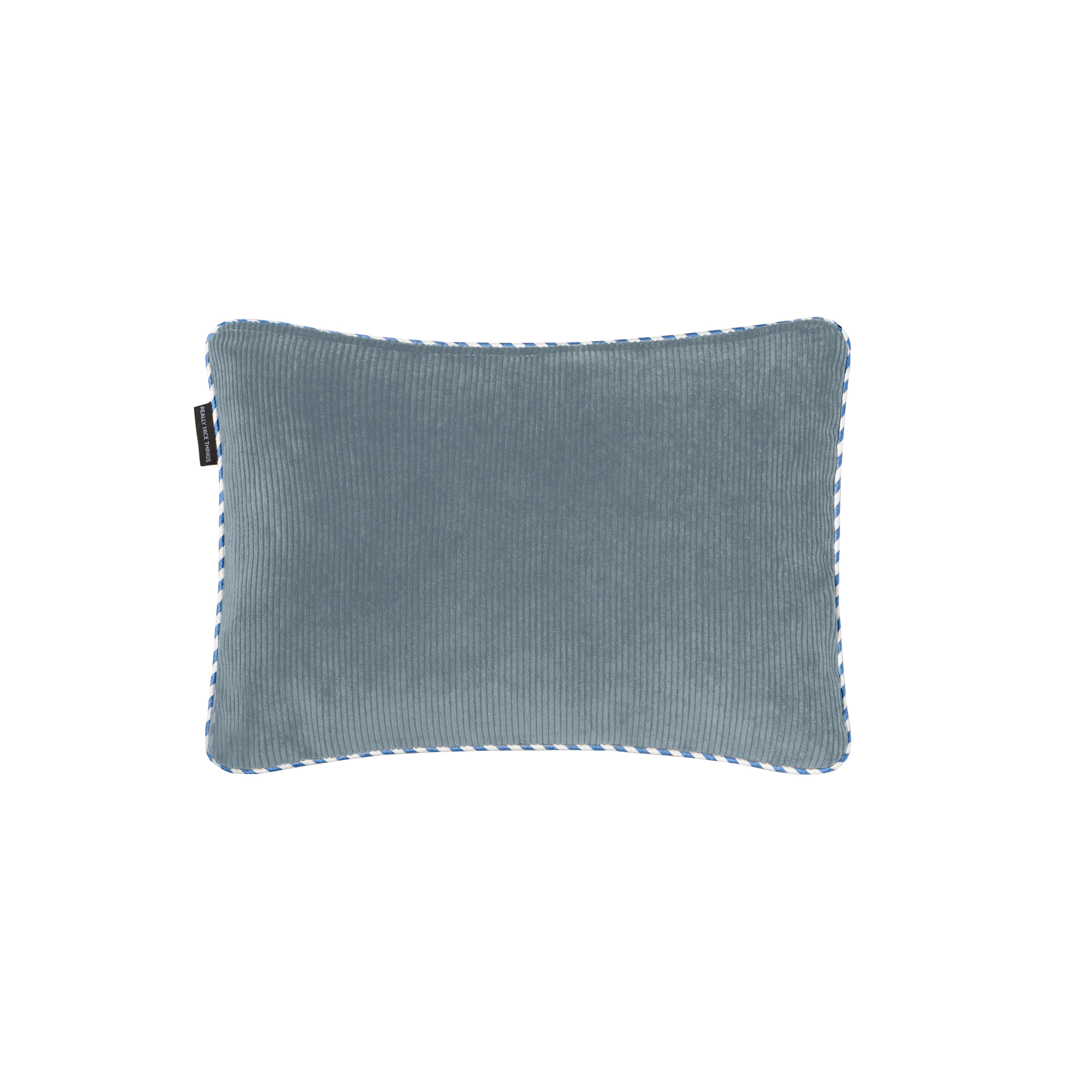 Coussin Double Face 50X35 En Velours Côtelé - Vert Et Bleu