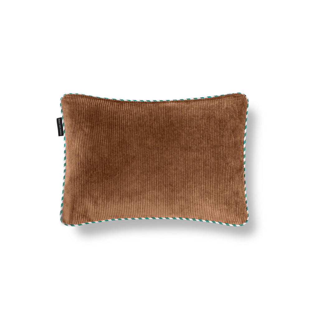 Coussin Double Face 50X35 En Velours Côtelé - Rose Et Marron