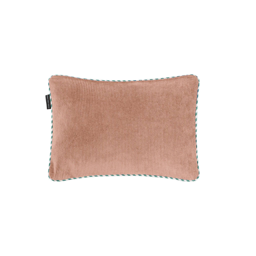 Coussin Double Face 50X35 En Velours Côtelé - Rose Et Marron