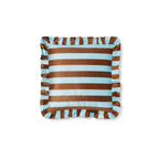 Coussin À Volants En Velours - Marron Et Bleu