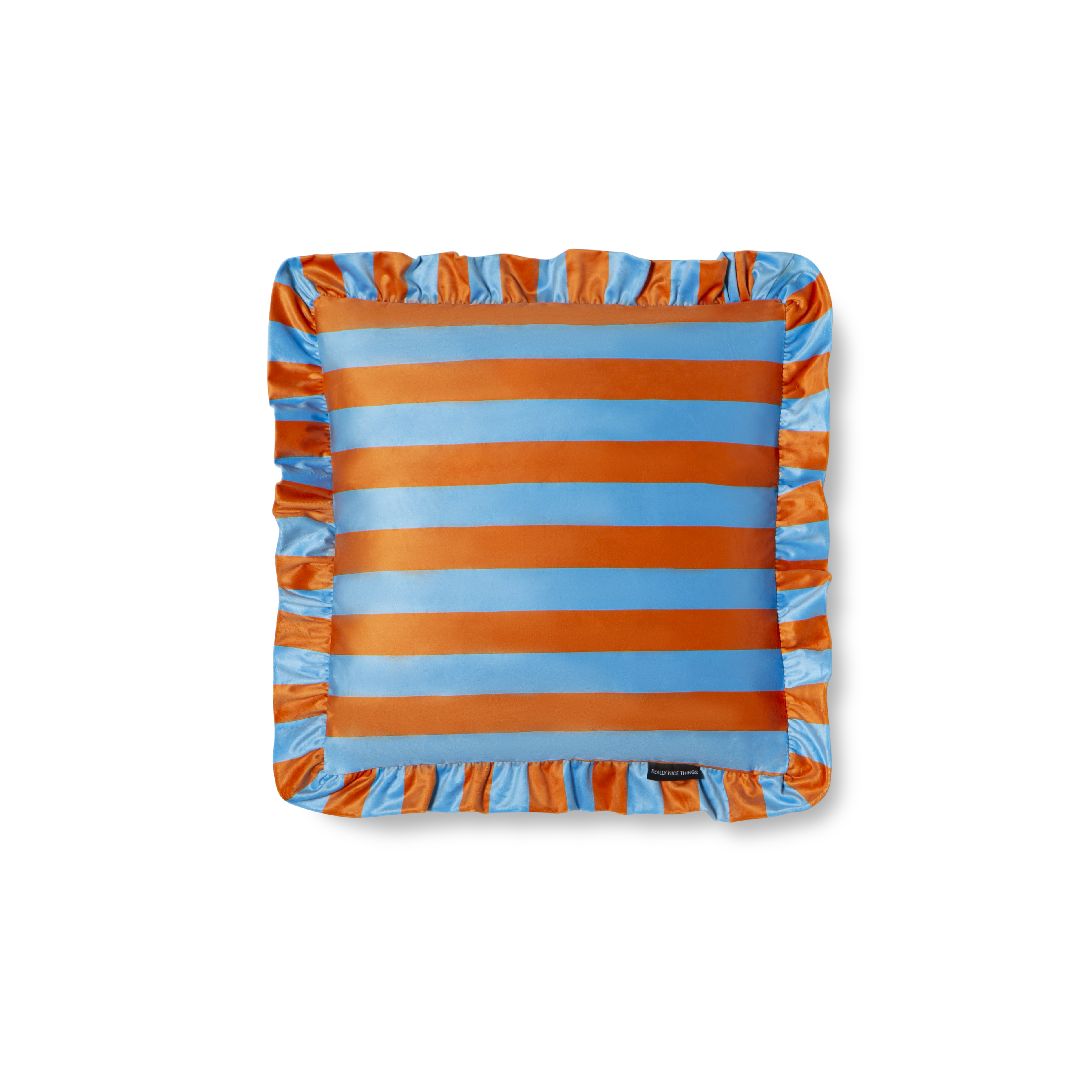 Coussin À Volants En Velours - Orange Et Bleu