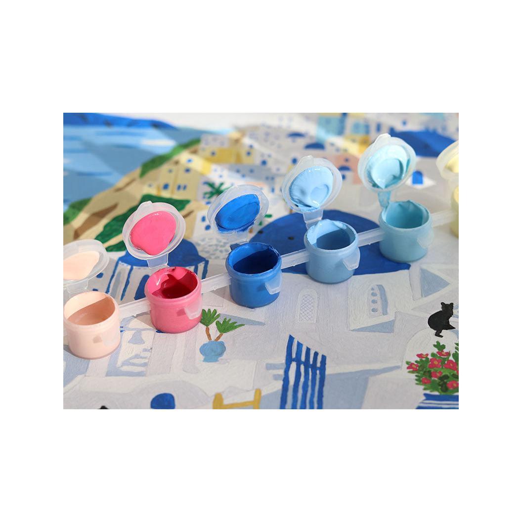 Coffret Peinture Au Numéro - Petit Pinceau - Santorini Par Maja Tomljanovic