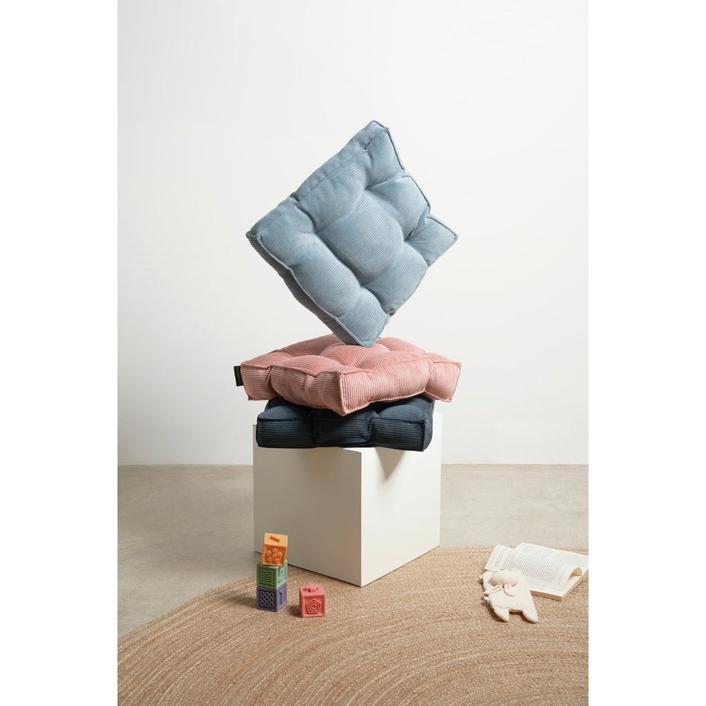 Coussin Carré Gustav En Velours Côtelé - Aigue-Marine