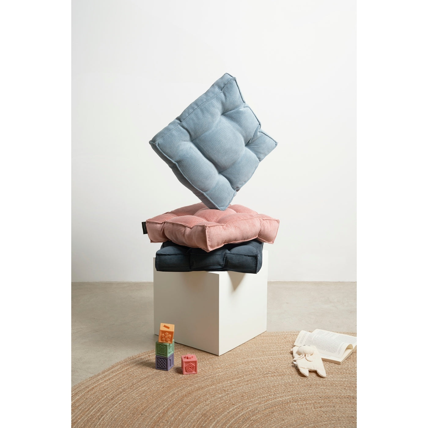 Coussin Carré Gustav En Velours Côtelé - Aigue-Marine
