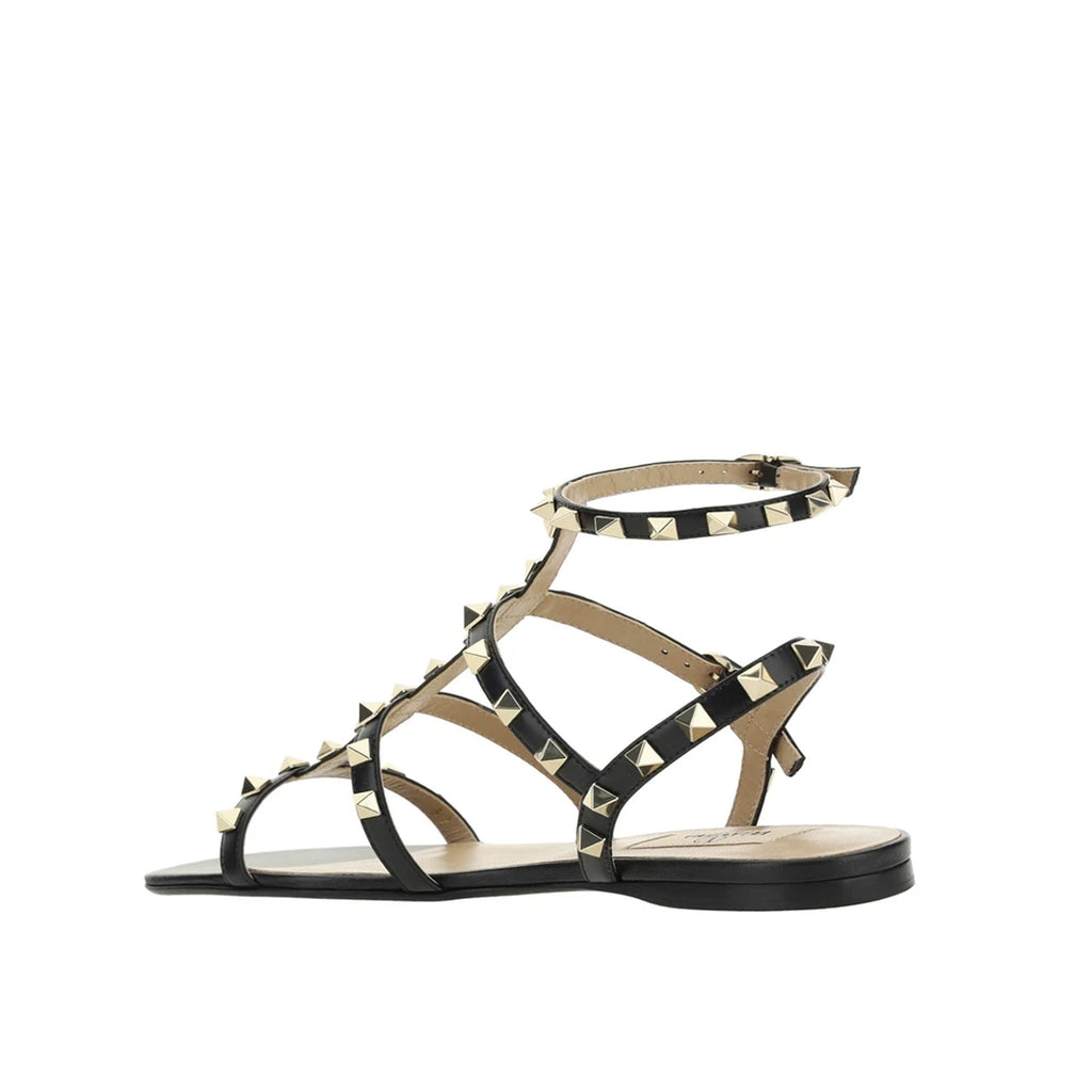 Valentino Garavani Rockstud Leather Sandals - Black - Femme