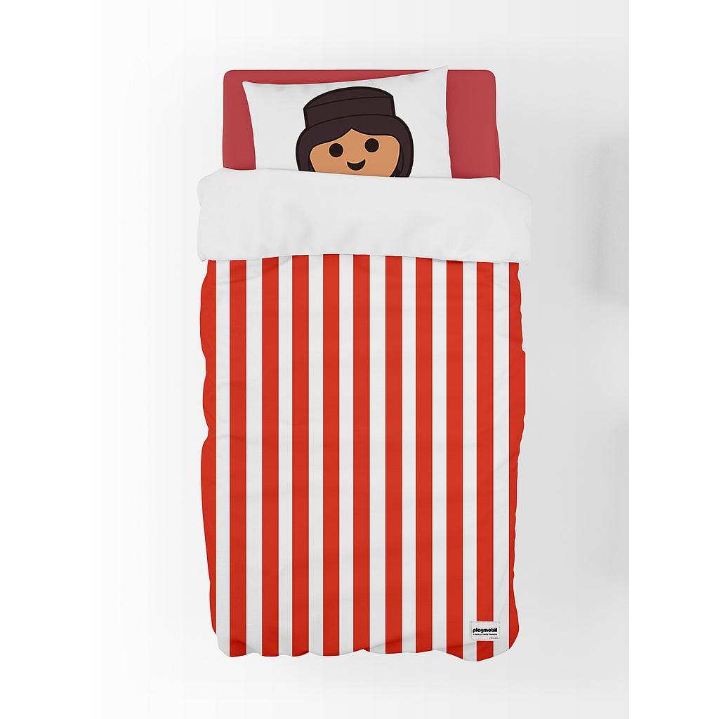 Parure De Lit Enfant À Rayures Playmobil - Rouge