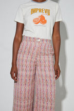 Pantalon Charlie Tissage Echo Rose Fabriqué En Italie