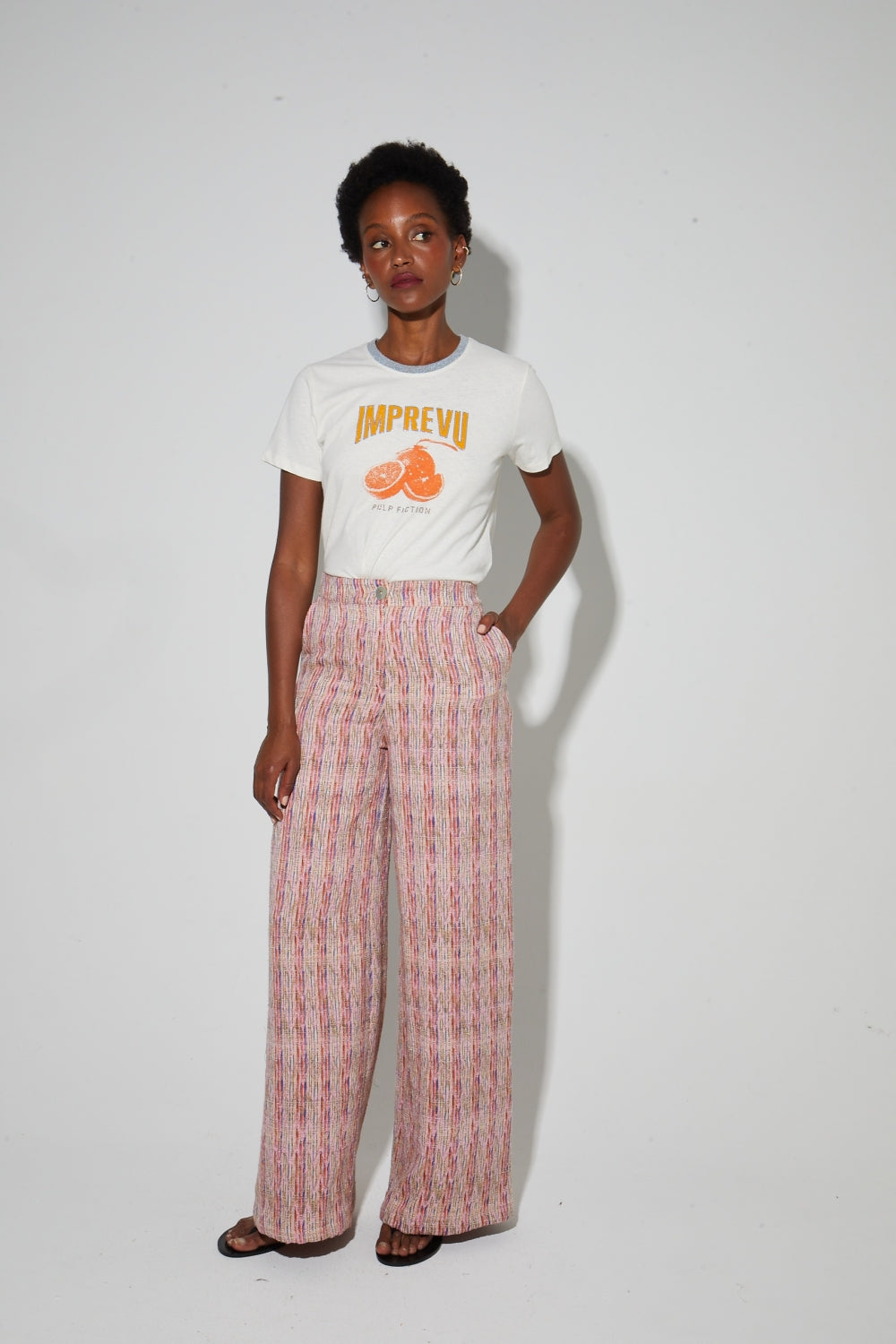 Pantalon Charlie Tissage Echo Rose Fabriqué En Italie