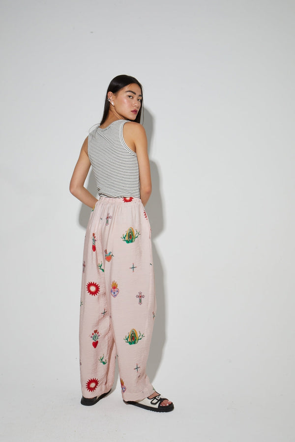 Pantalon Alma Imprimé Madone Fabriqué En Italie