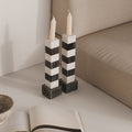 Lot de deux Bougeoir En Marbre Louis - Noir/Blanc