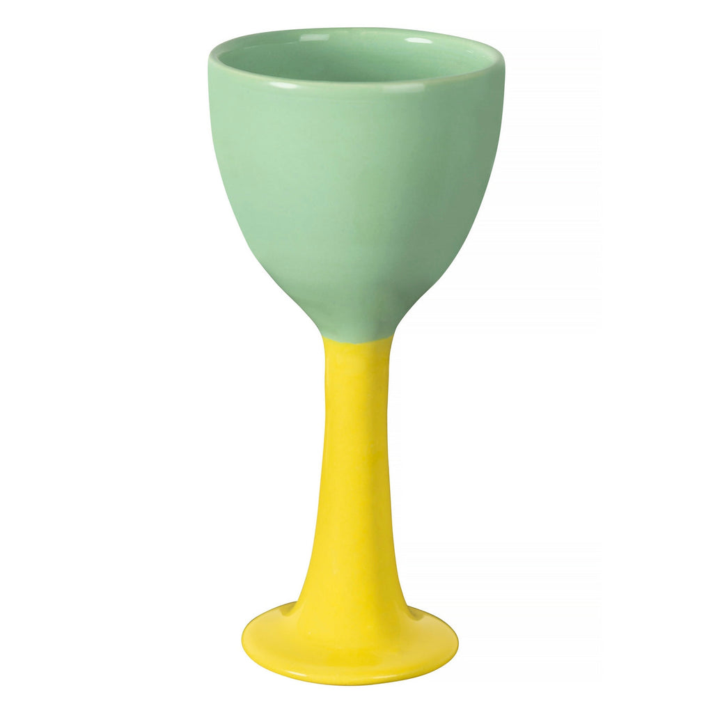 Ceramic Wine Glass "Salut" - Green - Multicolor
