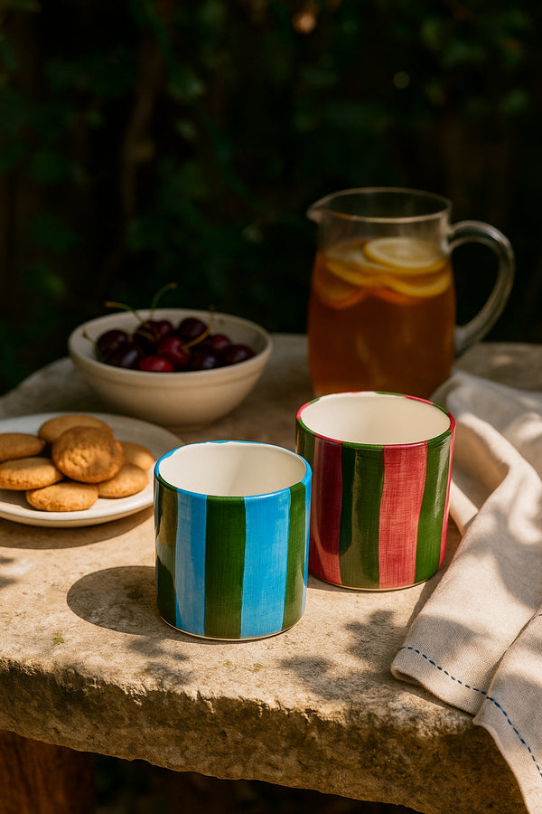 Lot De 2 Tasses En Céramique - Wine Stipes