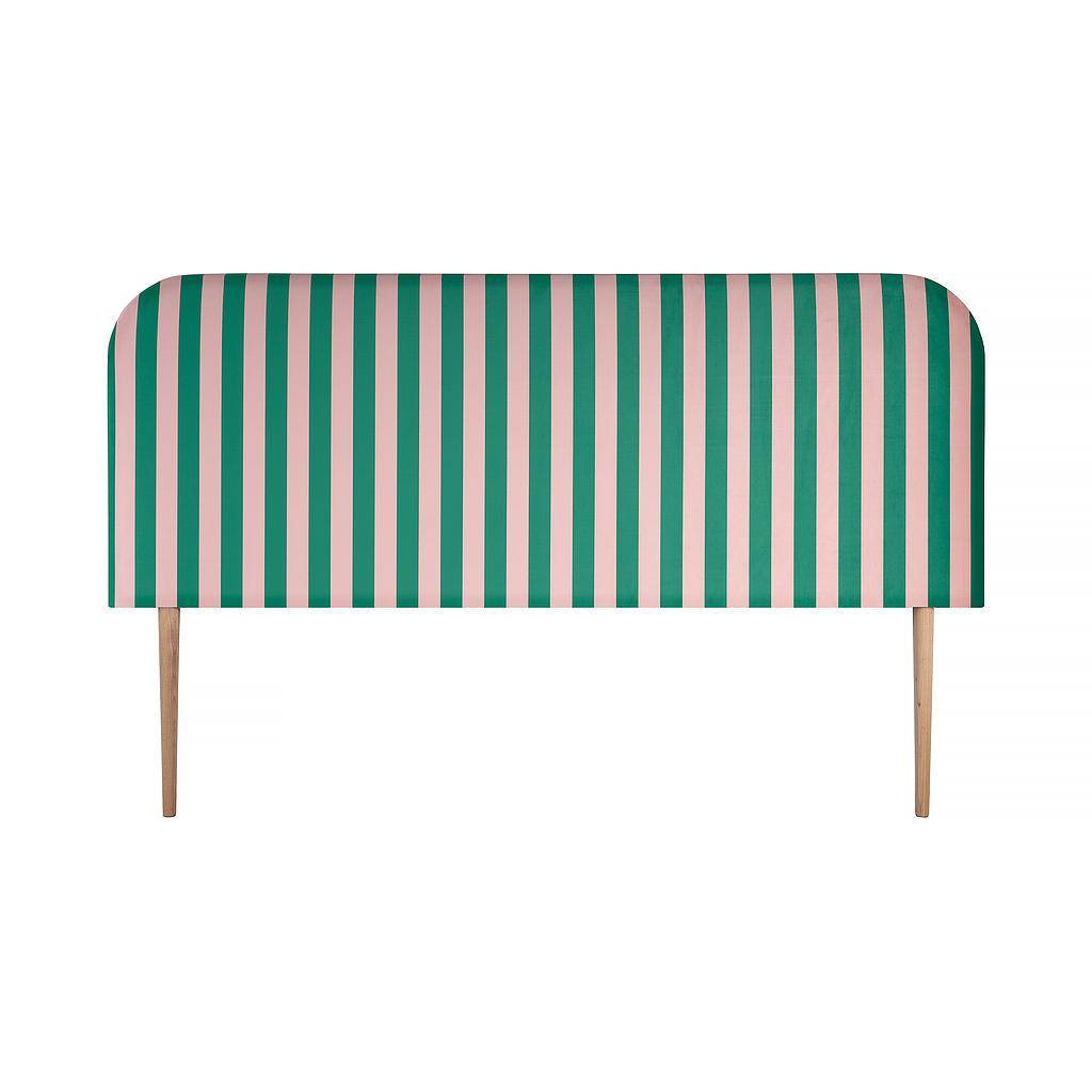 Tête de Lit Eddie Tapissée Velours 180 cm "Stripes Green Pink"