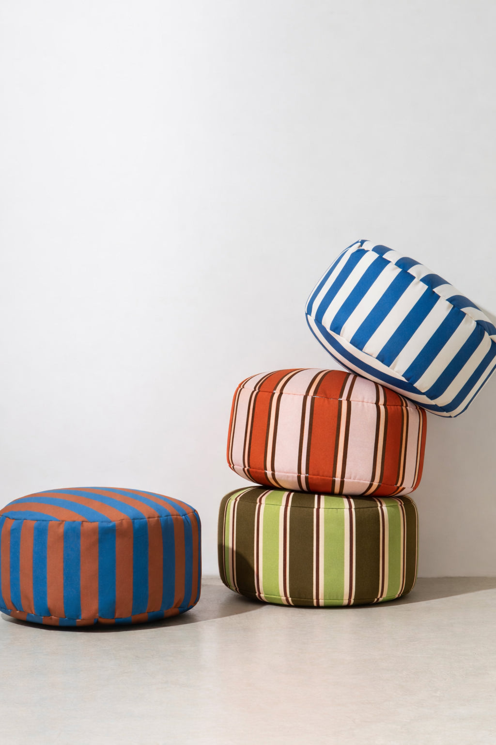 Pouf Rayures "Red & Brown"