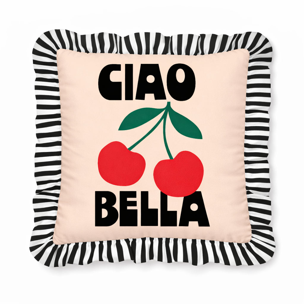 Coussin Velours à Volants "Ciao Bella"