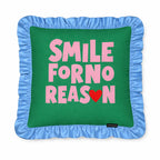 Coussin Velours à Volants "Smile for no reason"