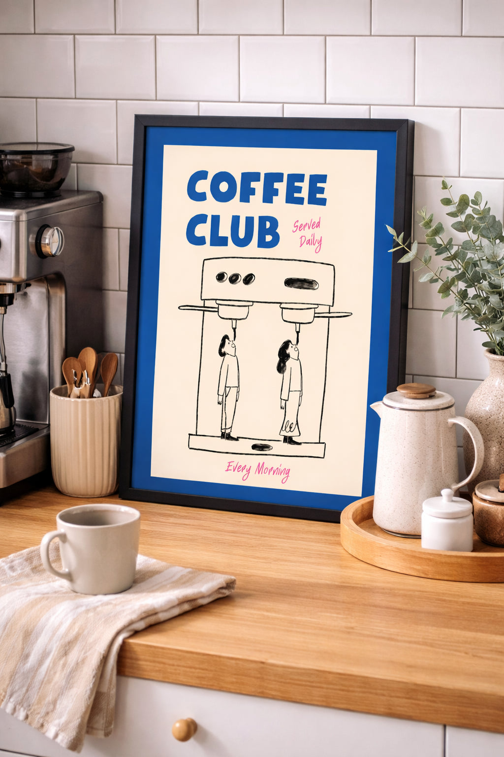 Cadre Moulure Noire 40x30 "Coffee Club Blue"