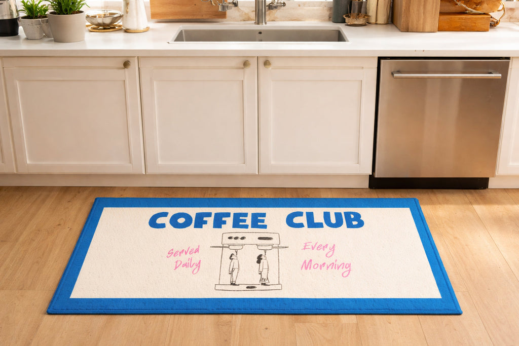 Tapis de Cuisine "Coffee Club Blue"