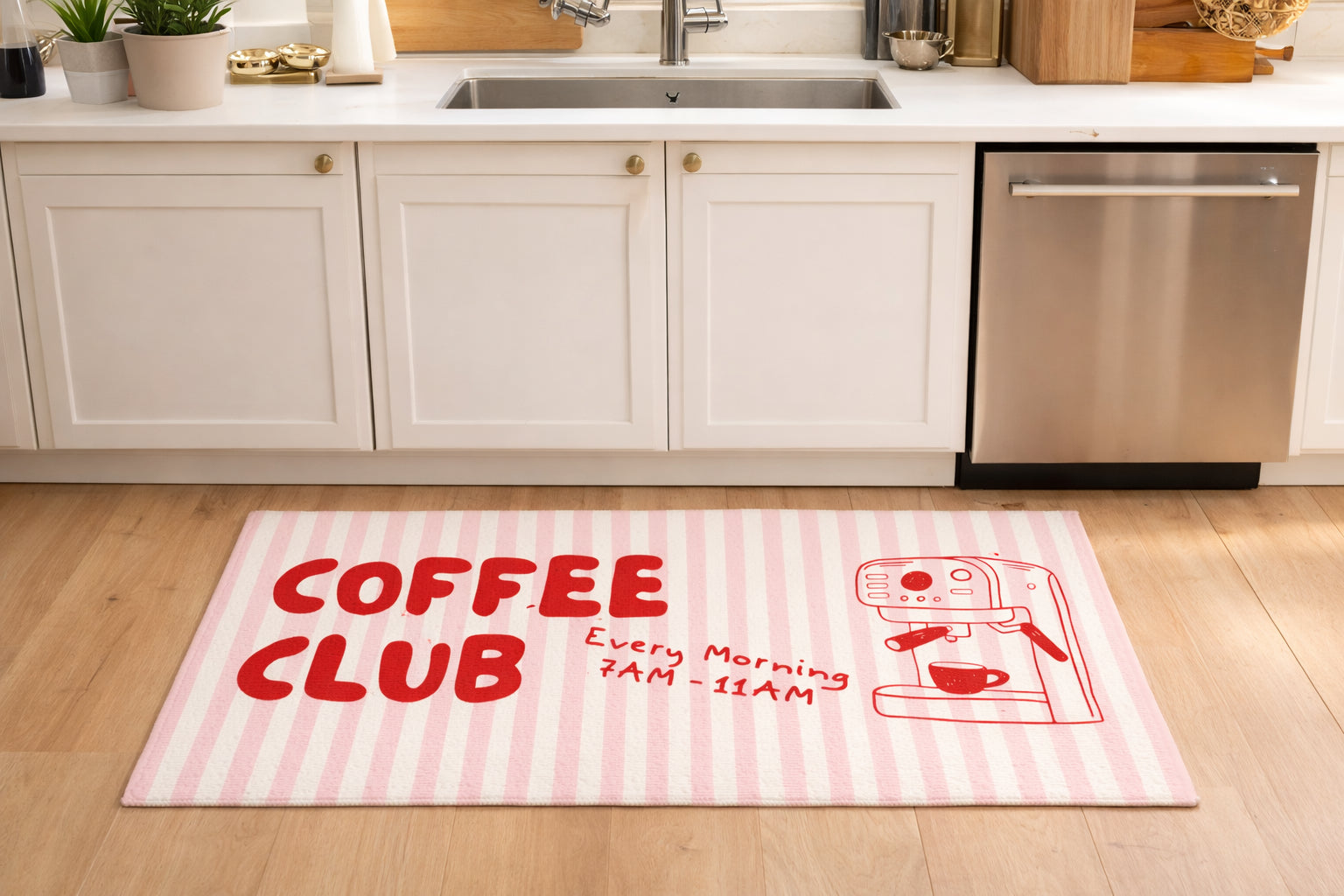 Tapis de Cuisine "Coffee Club Red"