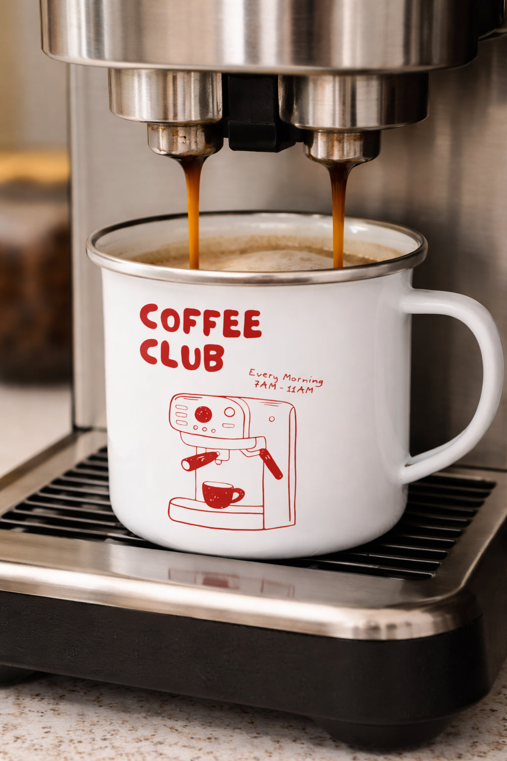 Set 2 Tasses Mug Émaillé "Coffee Club"