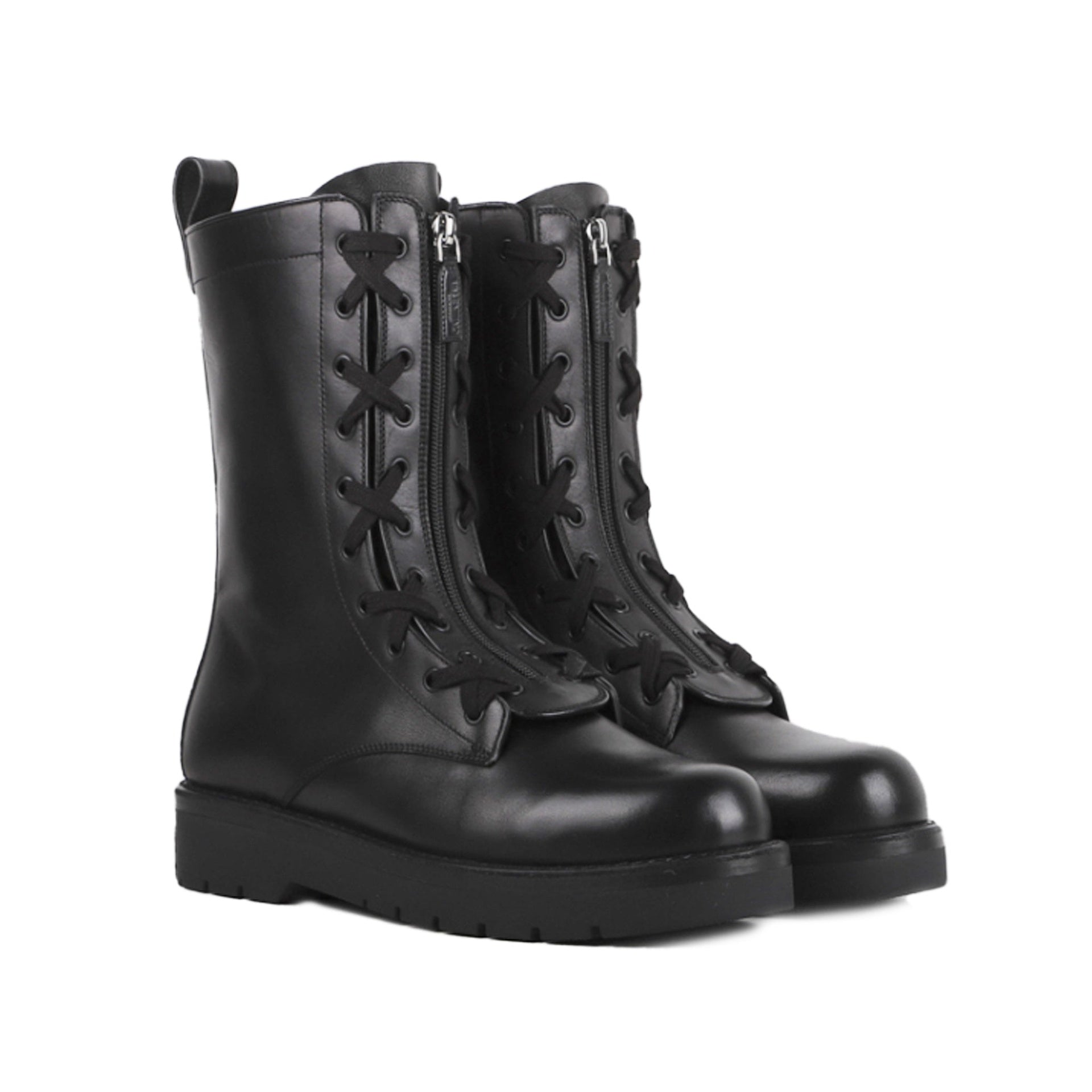 Bottes Valentino Garavani Combat Leather - Black - Homme