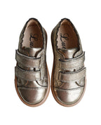 Chaussures Baskets Souples Scratchs Thaïs - Cuir Métal Doré - Fille