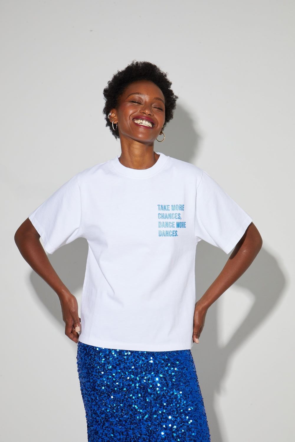 T-Shirt Colette Print Disco Blue Fabriqué Au Portugal