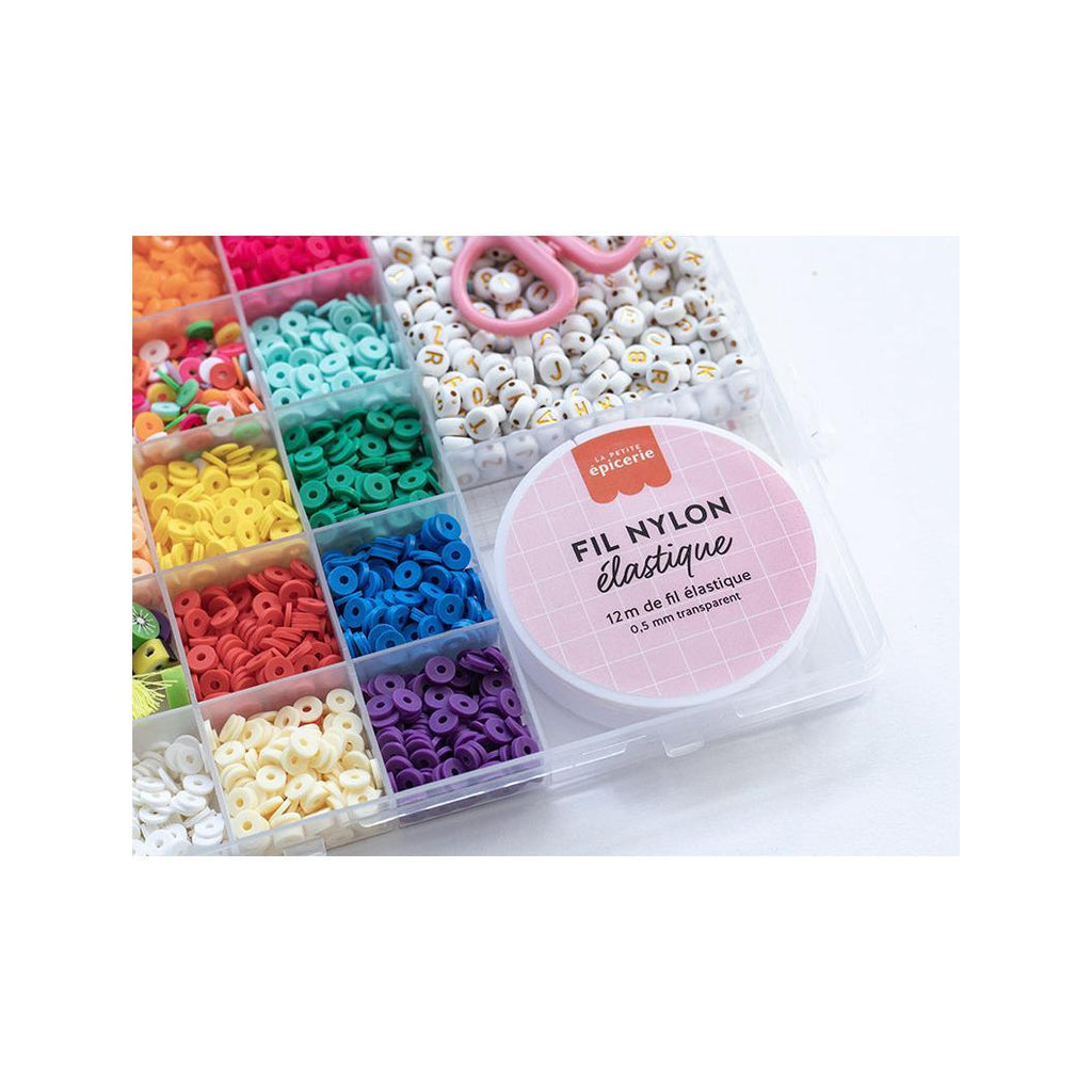 Maxi Boite - 16 Couleurs De Perles Heishi Pop Et Accessoires + Perles Lettres, Ciseaux Et Fil Élastique