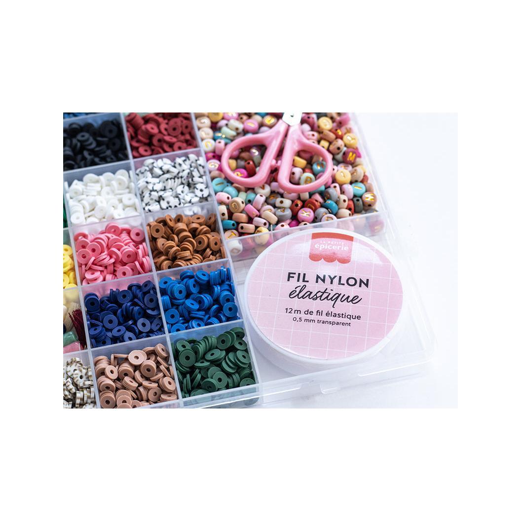 Maxi Boite - 16 Couleurs De Perles Heishi Nature Et Accessoires + Perles Lettres, Ciseaux Et Fil Élastique