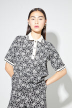 Polo Panama Flower Black, Fabriqué En Italie