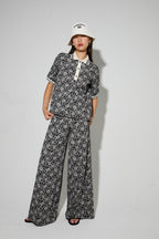 Polo Panama Flower Black, Fabriqué En Italie