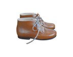 Chaussures Bottillons Bottines Fille À Lacets Arthurius - Cuir Camel Liseré Or Doux - Fille