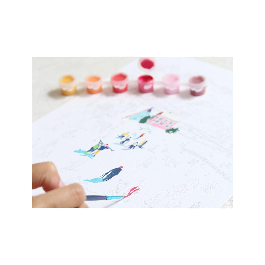 Coffret Peinture Au Numéro - Petit Pinceau - Skiing Among Montains Par Katie Smith