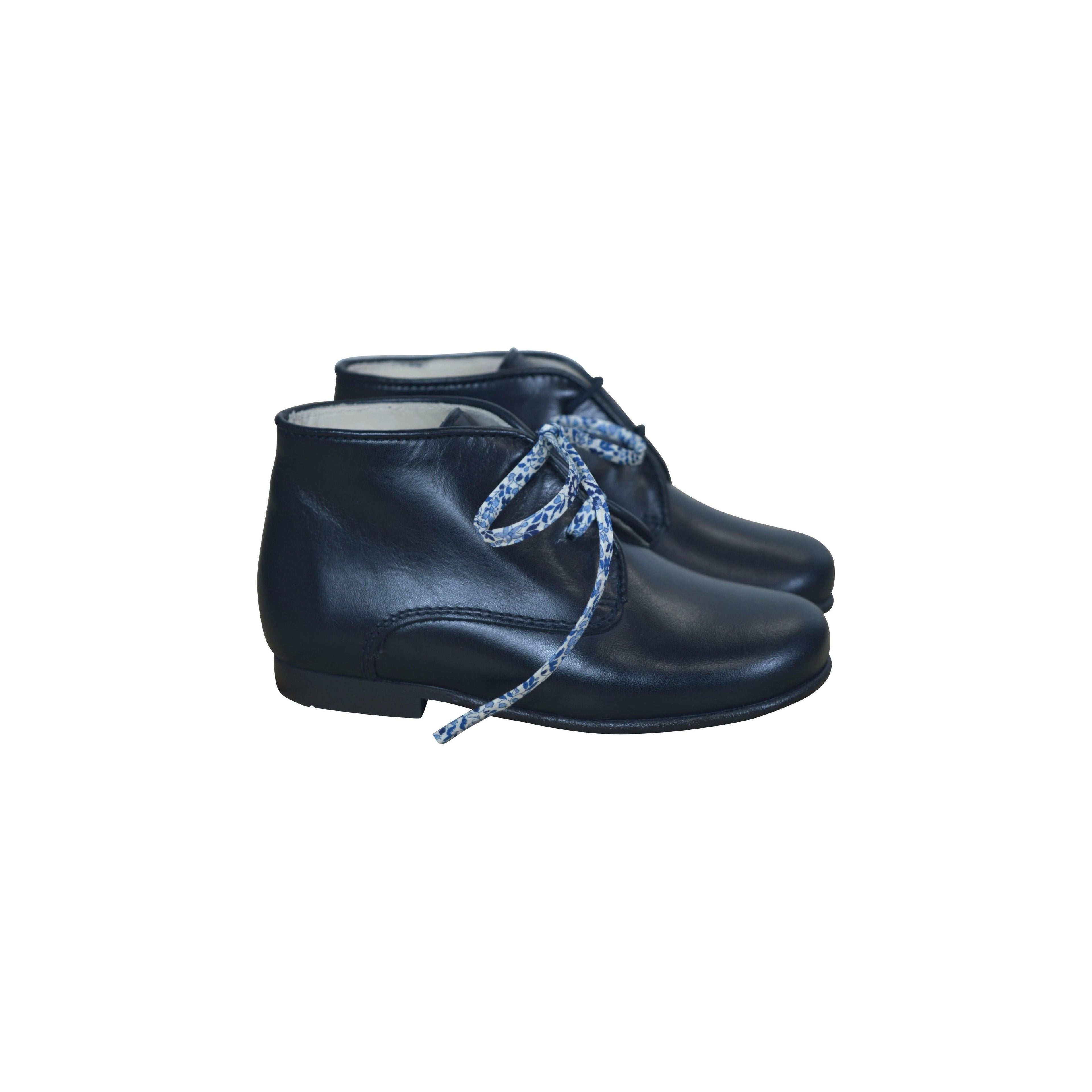 Chaussures Bottillons Bottines Enfant À Lacets Arthurius Épurés - Cuir Marine - Mixte