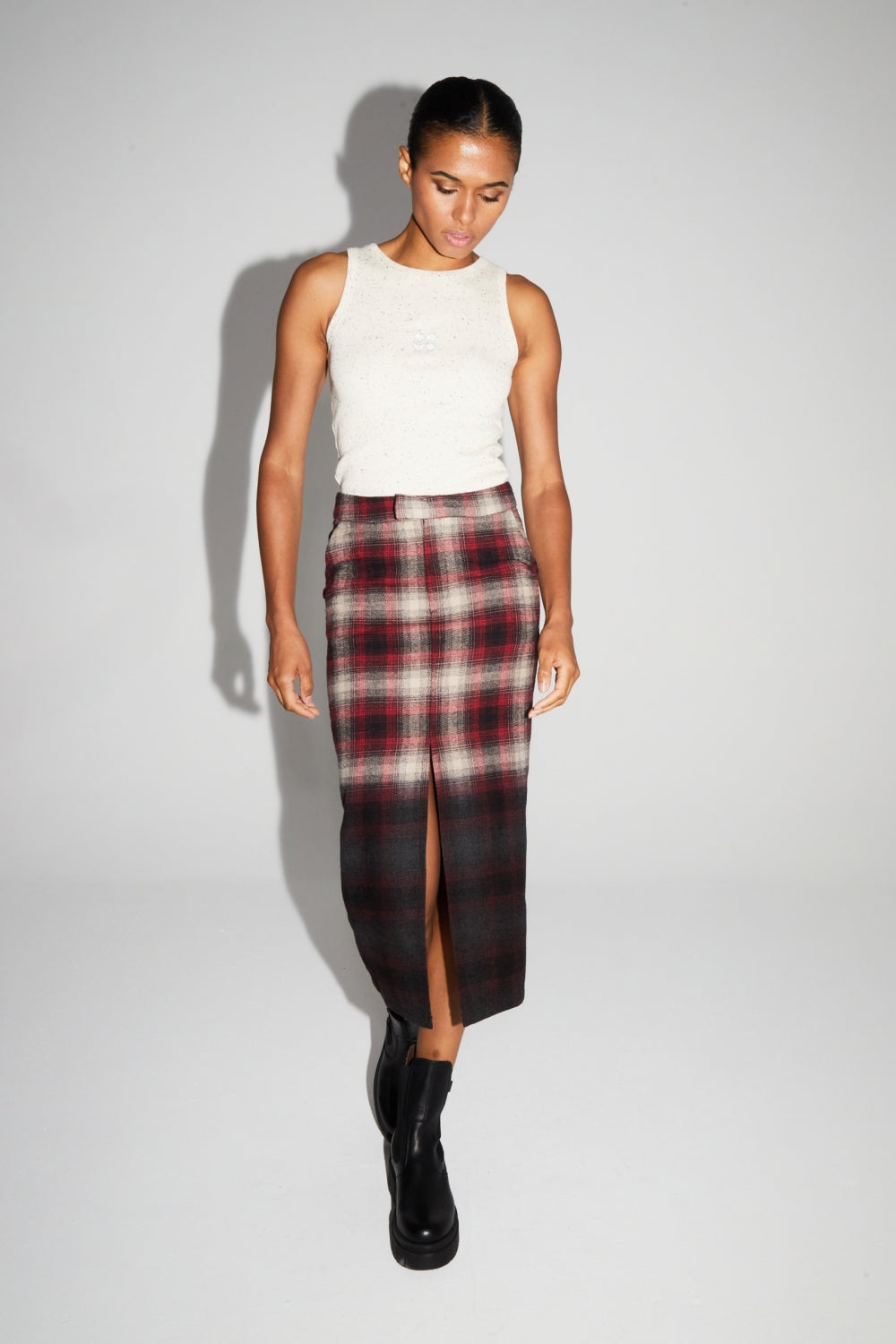 Maxi Skirt Moara Tartan Tie And Dye Fabriqué En Italie