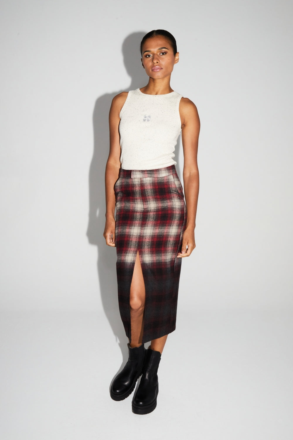 Maxi Skirt Moara Tartan Tie And Dye Fabriqué En Italie