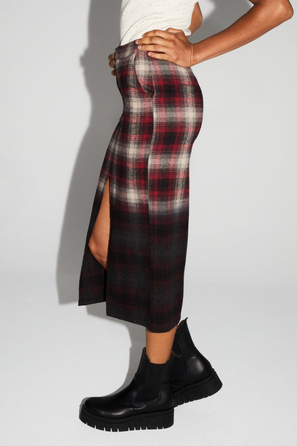 Maxi Skirt Moara Tartan Tie And Dye Fabriqué En Italie