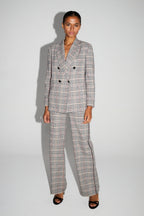 Pantalon Clark Pied De Poule Red Fabriqué En Italie