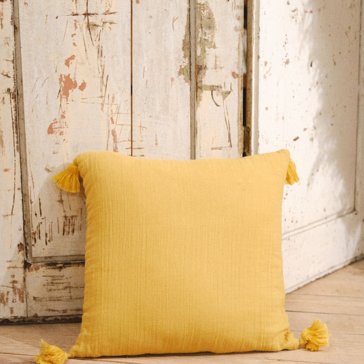 Spirit Garden - Coussin Gaze De Coton - Jaune