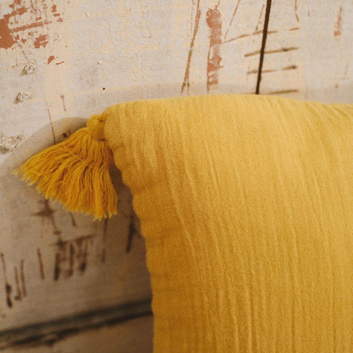 Spirit Garden - Coussin Gaze De Coton - Jaune