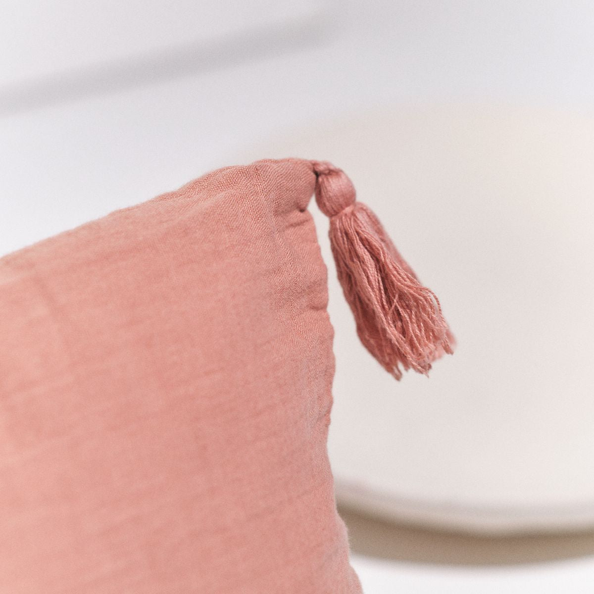 India Flower - Coussin Gaze De Coton - Rose