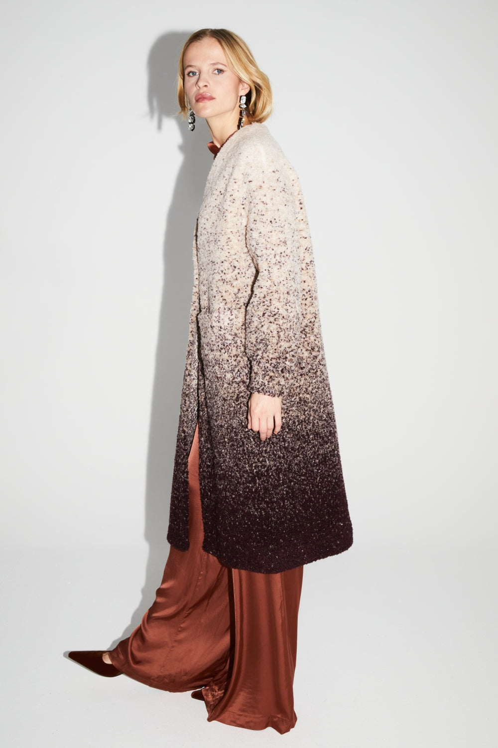 Veste Doriane Bouclettes Dégradé Chocolat Fabriquée En Italie