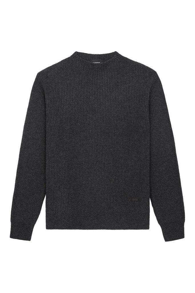 The Kooples - Pull Laine Cachemire Grise Col Rond - Homme