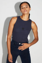 Top Théo Navy Moucheté Fabriqué Au Portugal
