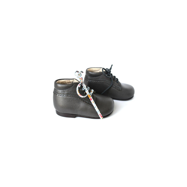 Chaussures Bébé Bottillon À Lacets Athénaïs - Cuir Gris Taupe - Fille
