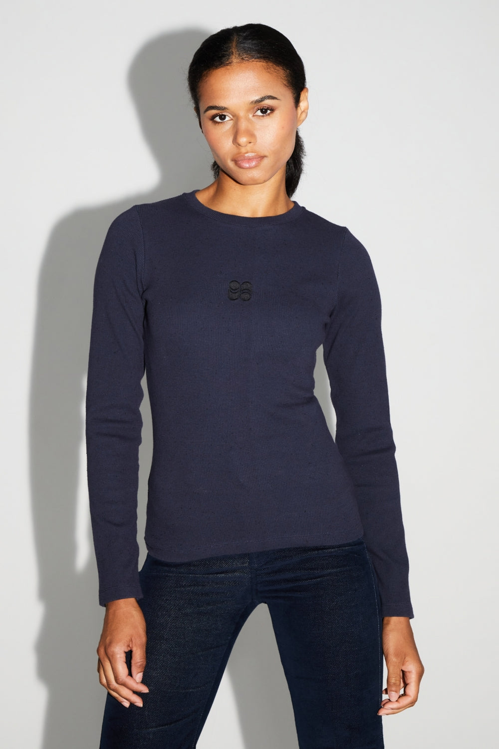 T-Shirt Hugo Navy Moucheté Fabriqué Au Portugal